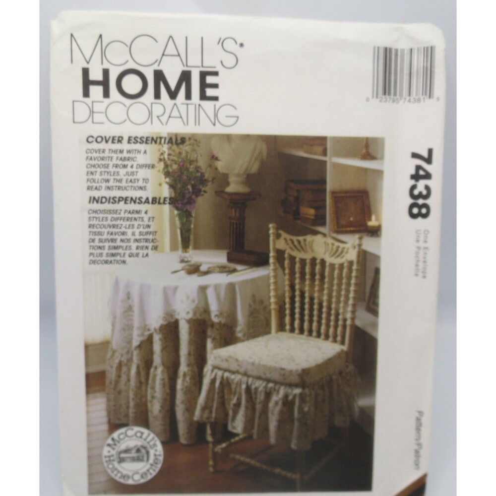 McCall's 7438 Home Decorating Table Skirt Chair Cover One Size 90s